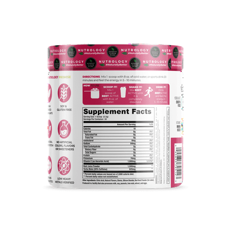Nutrology - Beet Active Vegan Pre Workout Tub - Passion Fruit - 30 Servings