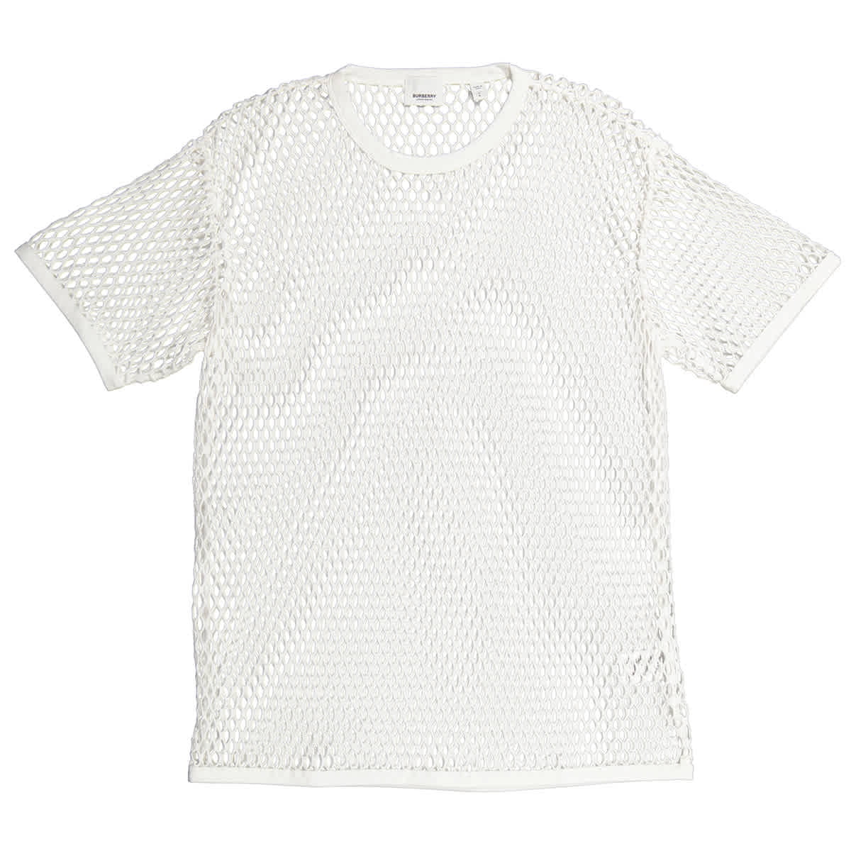 White Cotton Mesh Oversized Crewneck 