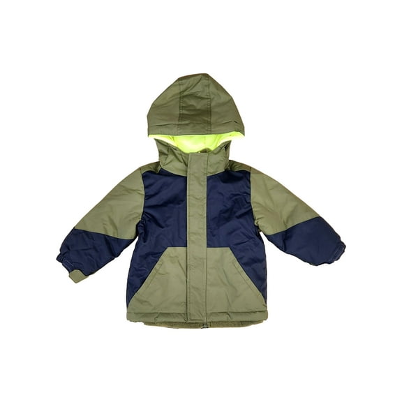 Iceburg Toddler Boys Green & Orange Hooded Lined Ski Jacket Coat 3T