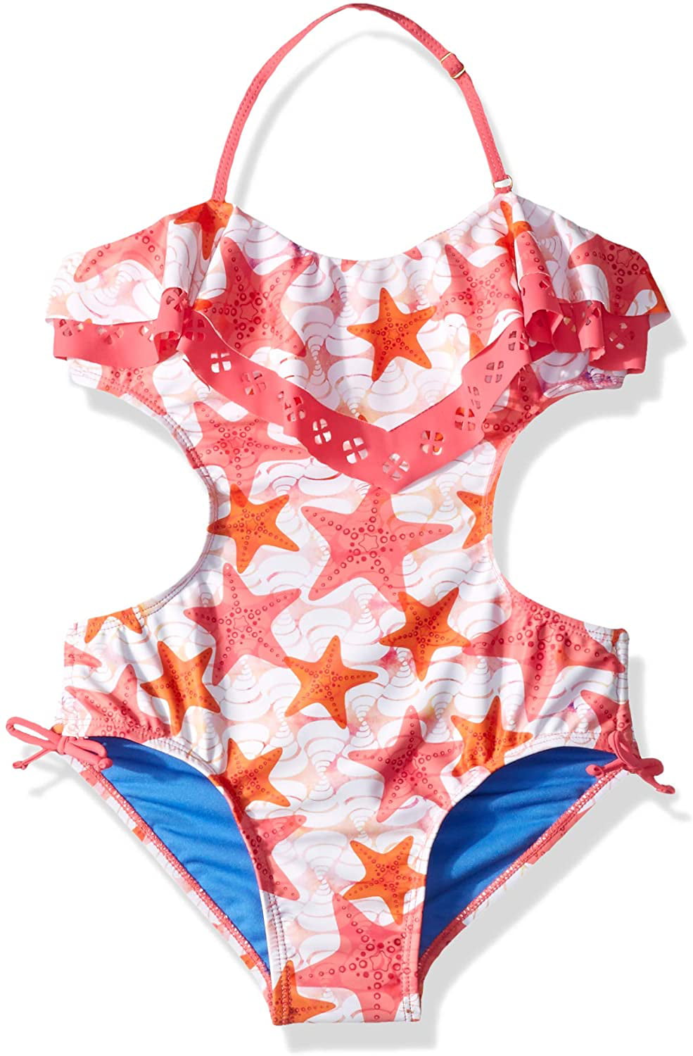Jessica Simpson Girls' Big One-Piece Swimsuit Bathing Suit, Pink Ruffle ...