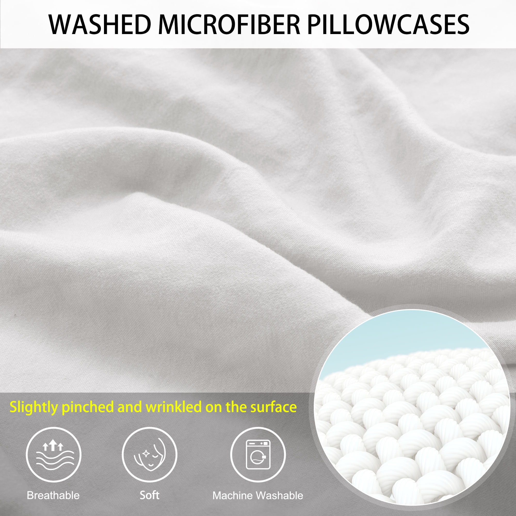 Unique Bargains Envelope Closure Washed Microfiber Body Pillowcases Light Gray 20"x54"