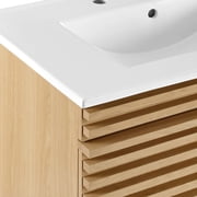 Modway Render 30 Wall-Mount Bathroom Vanity in Oak White