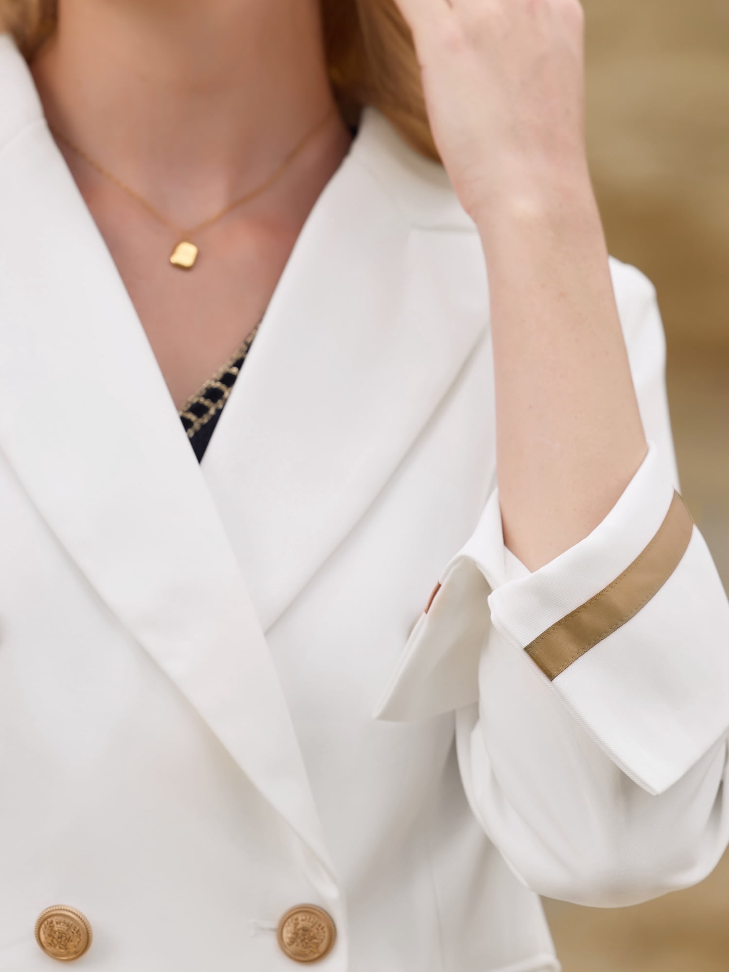 DARING DIVA Women's Blazer Double Breasted 3/4 Sleeve Office Suit Jacket S White