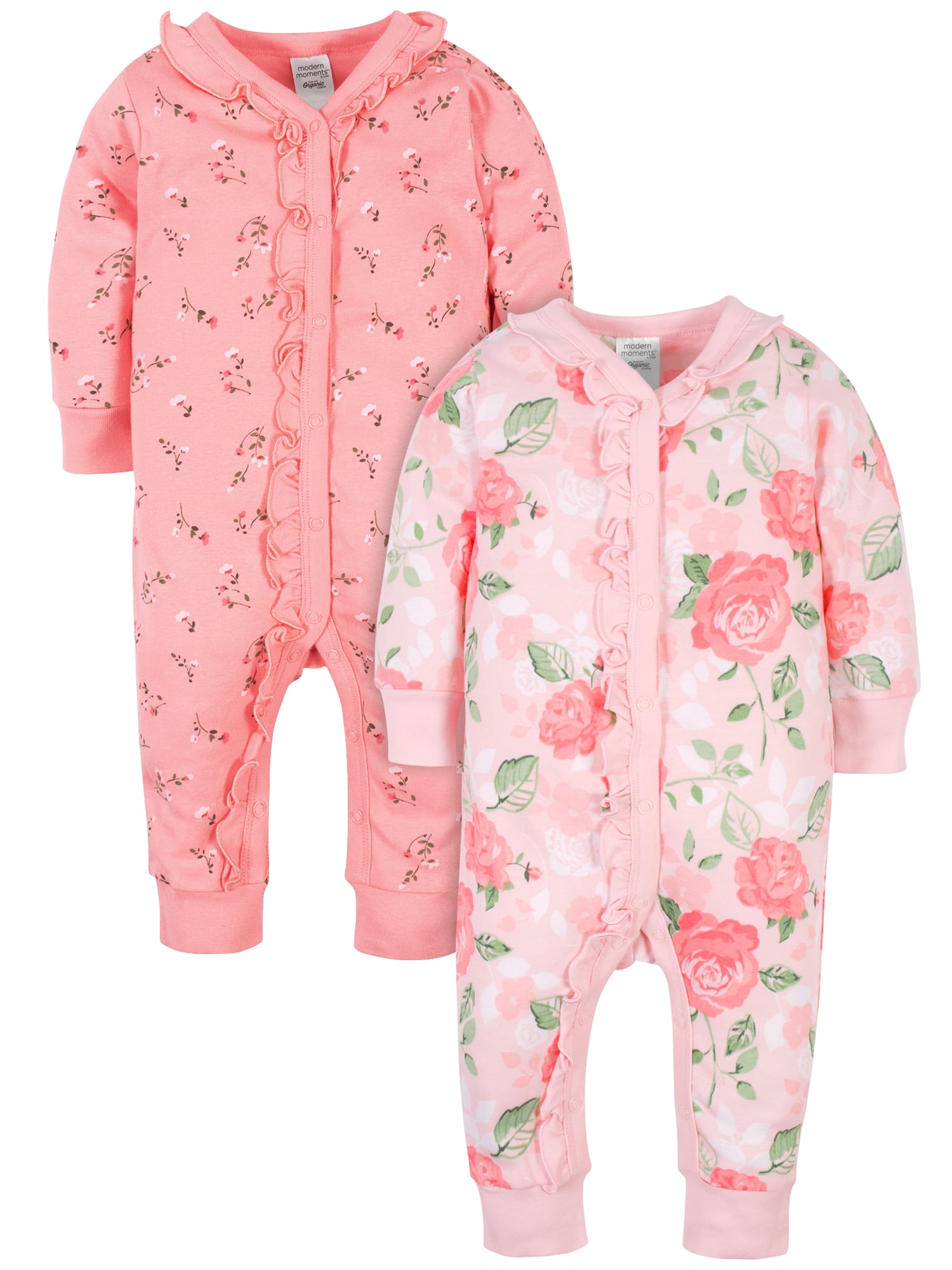 Modern Moments by Gerber Baby Girl Coveralls, 2Pack, Sizes Newborn24M