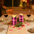 thumbnail image 6 of Pink Grid Pattern Flameless Candles 2 PCS with Remote Realistic Moving Flame LED Tapered Pillar Set for Home Decor, 6 of 7