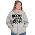 thumbnail image 4 of Blame It On My Roots Country Music Unisex Fleece Graphic Zip Up Hoodie Brisco Brands 2X, 4 of 5
