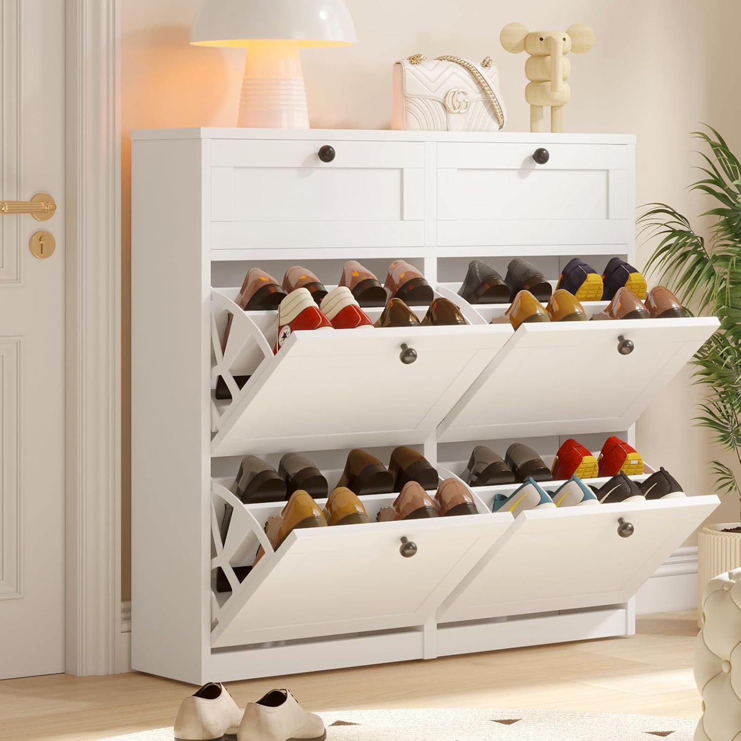 Ikea STÄLL Shoe cabinet with 3 compartments, white 2206.23262.204