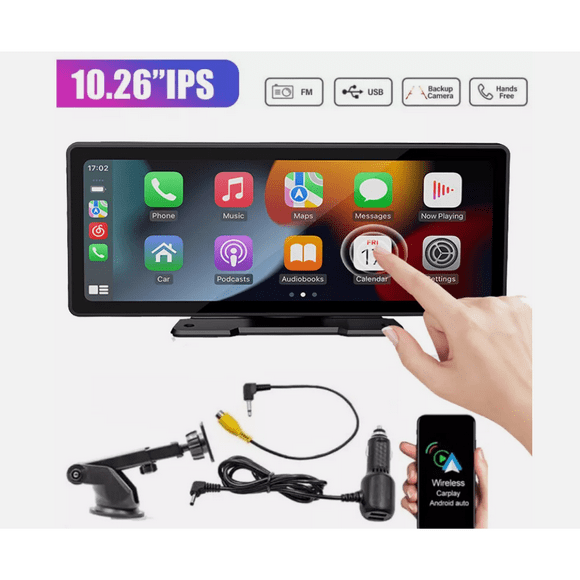 Wireless Car Play Screen For Car, 10.26 Inch Portable Apple Carplay With Hd Touchscreen, Gps Navigation, And Bluetooth For Cars, Rvs, And Trucks