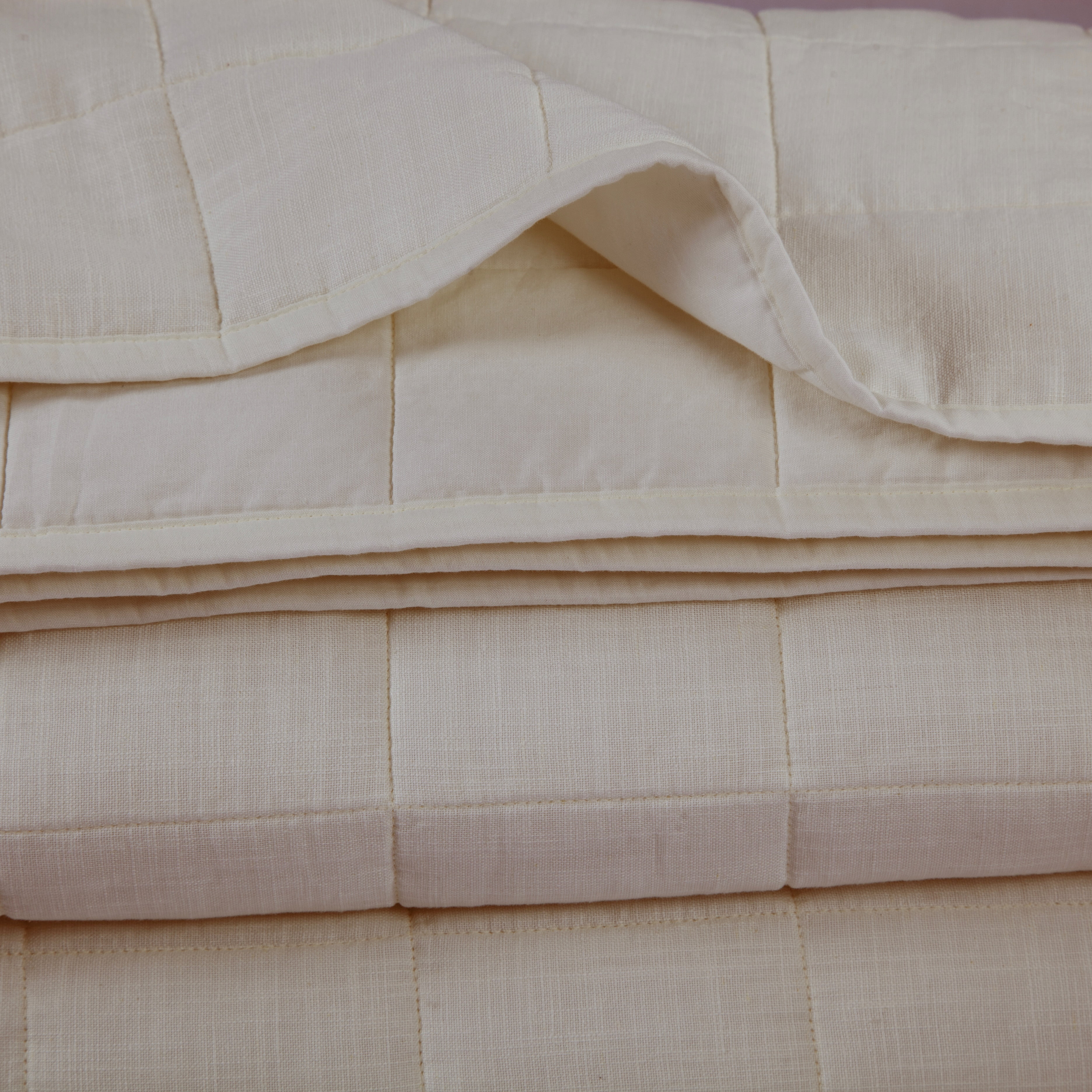 Allswell Cotton Linen Blend Quilt Set, Cream Glaze, Full/Queen
