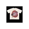 thumbnail image 1 of Camiseta de algodón de alta calidad para hombre, estilo urbano, moderna, con estampado de labios y letras, suave, transpirable, holgada, informal, de manga corta, para todas las estaciones., 1 of 6