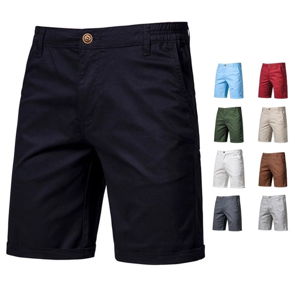 SONXAHE Mens Solid Chino Shorts Button Closure Side Pockets Daily Bottoms