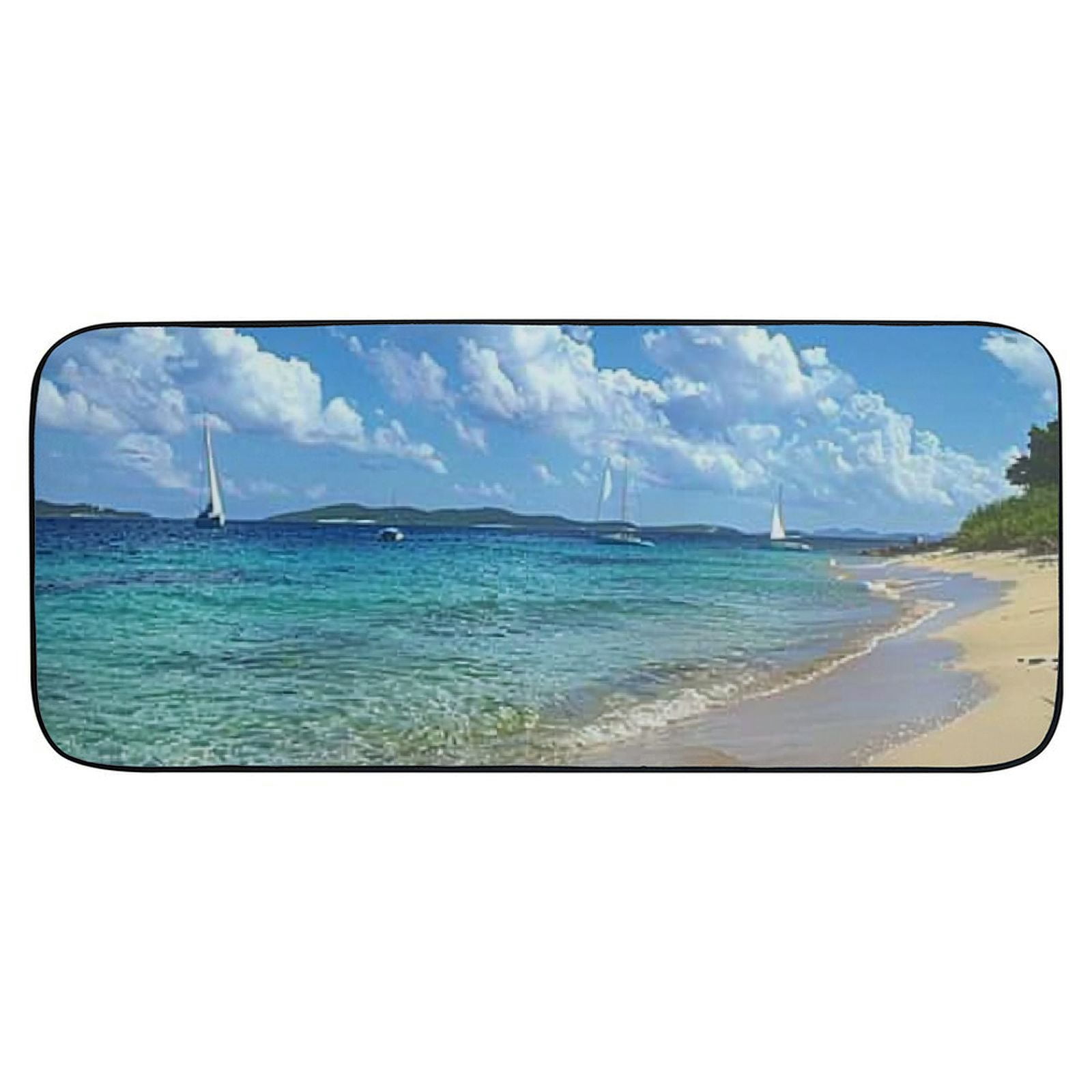 Qinduosi Decorative Door Mat, Door Mat with Non-Slip Rubber Backing, Easy Cleaning, Traps Dirt, Rug for Entry, Patio, Garage - Caribbean Sea Water Vacation Travel Sky Blue 19.68*47.24 in