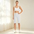 thumbnail image 6 of Womens Biker Shorts Stretchy Loose Fit Color Cropped Side Pockets Yoga Shorts White, 6 of 7