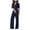 Dark Blue, variant on Women's Jumpsuits Rompers & Overalls Long Sleeve Fashion Summer Solid Casual Suspender Jumpsuit with Zipper Ladies Jumpsuit