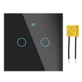 thumbnail image 1 of For Tuya Smart Light Switch 2 Gang, Wifi Smart Touch Wall Switch With Capacitor Black, 1 of 4