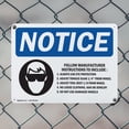 thumbnail image 5 of (2 Pack) Follow Manufacturer Instructions OSHA Notice Sign 10 Inch X 7 Inch Indoor / Outdoor Rust-Free Aluminum Metal Signs for Workplace, Workshop, and Construction Site, Made in the, 5 of 8