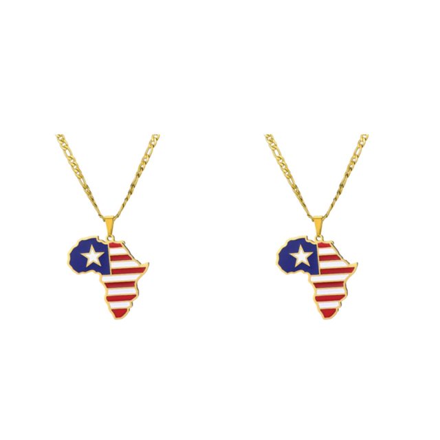 Baohd Collier de Déclaration à la Mode avec Africa Map Pendentif Léger Liberia 2Set