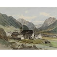thumbnail image 2 of Thomas Ender 18x14 Gold Ornate Wood Frame and Double Matted Museum Art Print Titled - Mountain Village with a Small Industry, 2 of 4