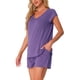 thumbnail image 4 of Conjunto de lounge de 2 piezas para mujer INSPIRE CHIC, suéter de punto, camiseta de manga corta y pantalones cortos, conjunto de pijama, L, púrpura, 4 of 5