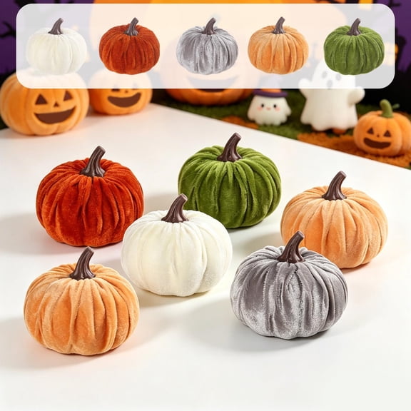 Ouuluon Halloween Artificial Pumpkins, Realistic Reusable Mini Fake Pumpkins, Yellow 3x3in Compact Faux Pumpkins for Fall Thanksgiving Table Shelf