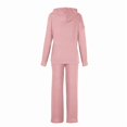 thumbnail image 3 of Women's Ribbed Hoodie and Wide Leg Pants Set, Long Sleeve Knit Two Piece Outfit, 3 of 4