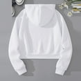 thumbnail image 4 of Dasayo Athletic Sweatshirt for Women Cropped Long Sleeve White Drawstring Lightweight Solid Hoodies Women Blouses L, 4 of 9