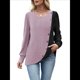 thumbnail image 2 of Suéteres de Punto para Mujer, Otoño Invierno, Informales, de Larga, Cuello Redondo, Acanalados, con Botones y Bloques de Color Rosa L, 2 of 8