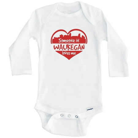 

Someone in Waukegan Loves Me Waukegan Illinois Skyline Heart One Piece Baby Bodysuit (Long Sleeve) 6-9 Months White