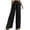 Black, variant on Fesfesfes Women Pant Fashion Casual High Waist Elastic Waist Drawstring Straps Solid Color Draped Pleated Wide Leg Long Pants Sale Items