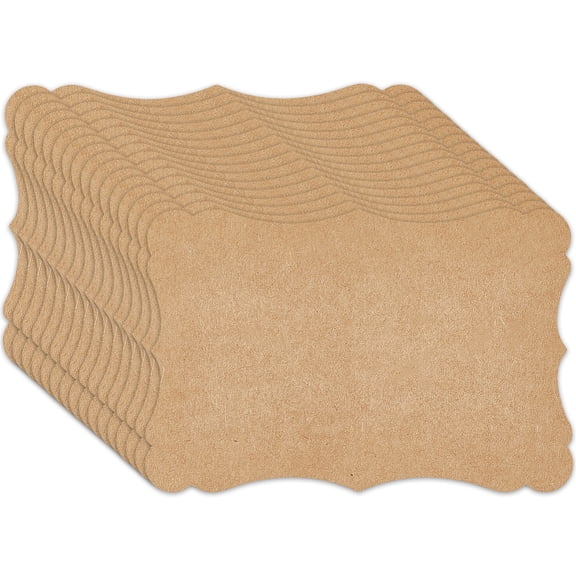 50Pcs Blank Kraft Cards Cardstock Paper Brown Tan Thick Greeting Card Vintage Floral Border 4x6In Portable Bookmark Note