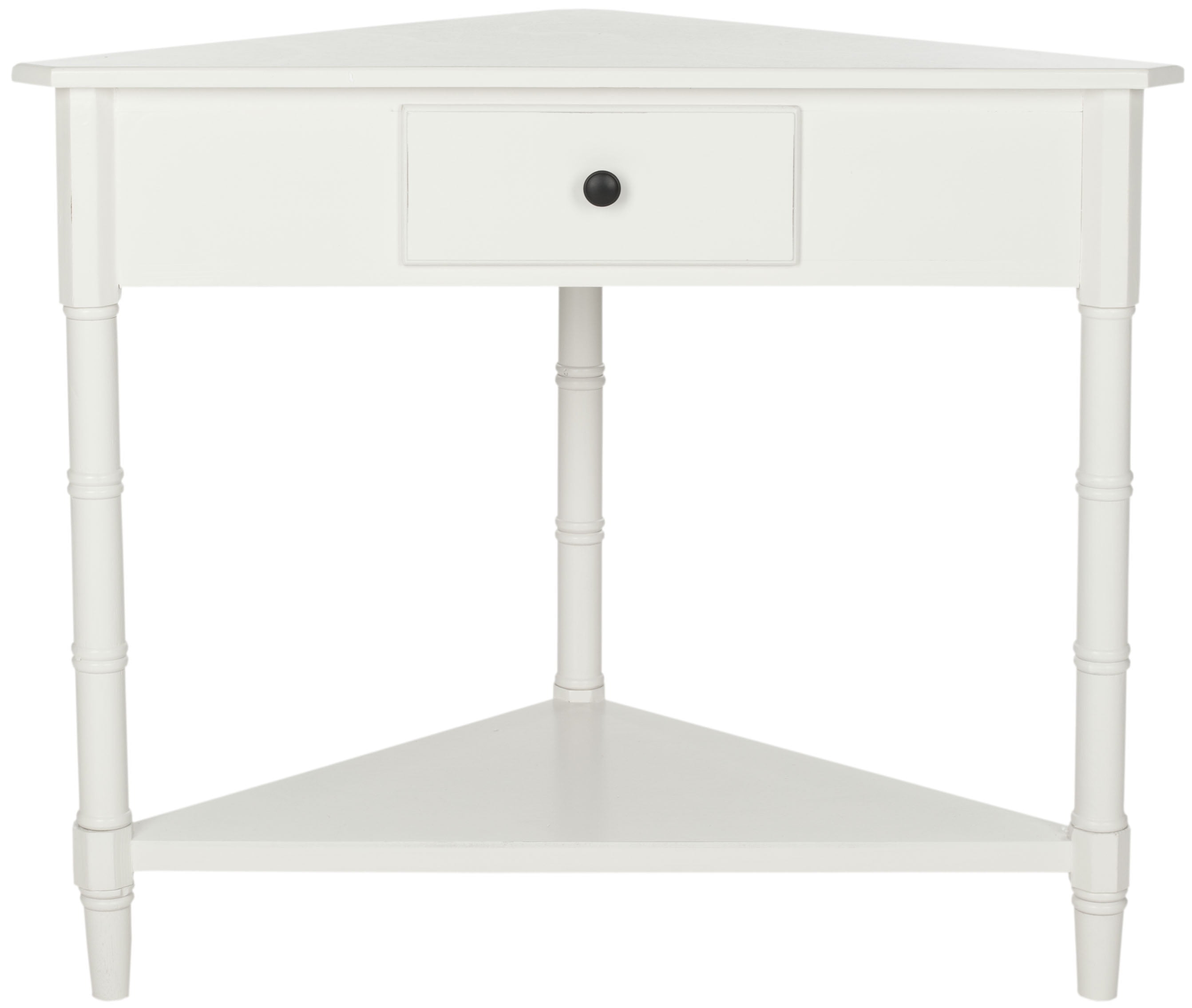 SAFAVIEH Gomez Solid Casual Corner Table With Storage Drawer, Distressed Cream