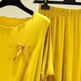 thumbnail image 6 of mihongmao Summer Womens Sweatsuits 2 Piece Set Summer Outfits Women Fashion Round-Neck Casual Solid Short Sleeve Outing Long Pants Sets Yellow L, 6 of 6