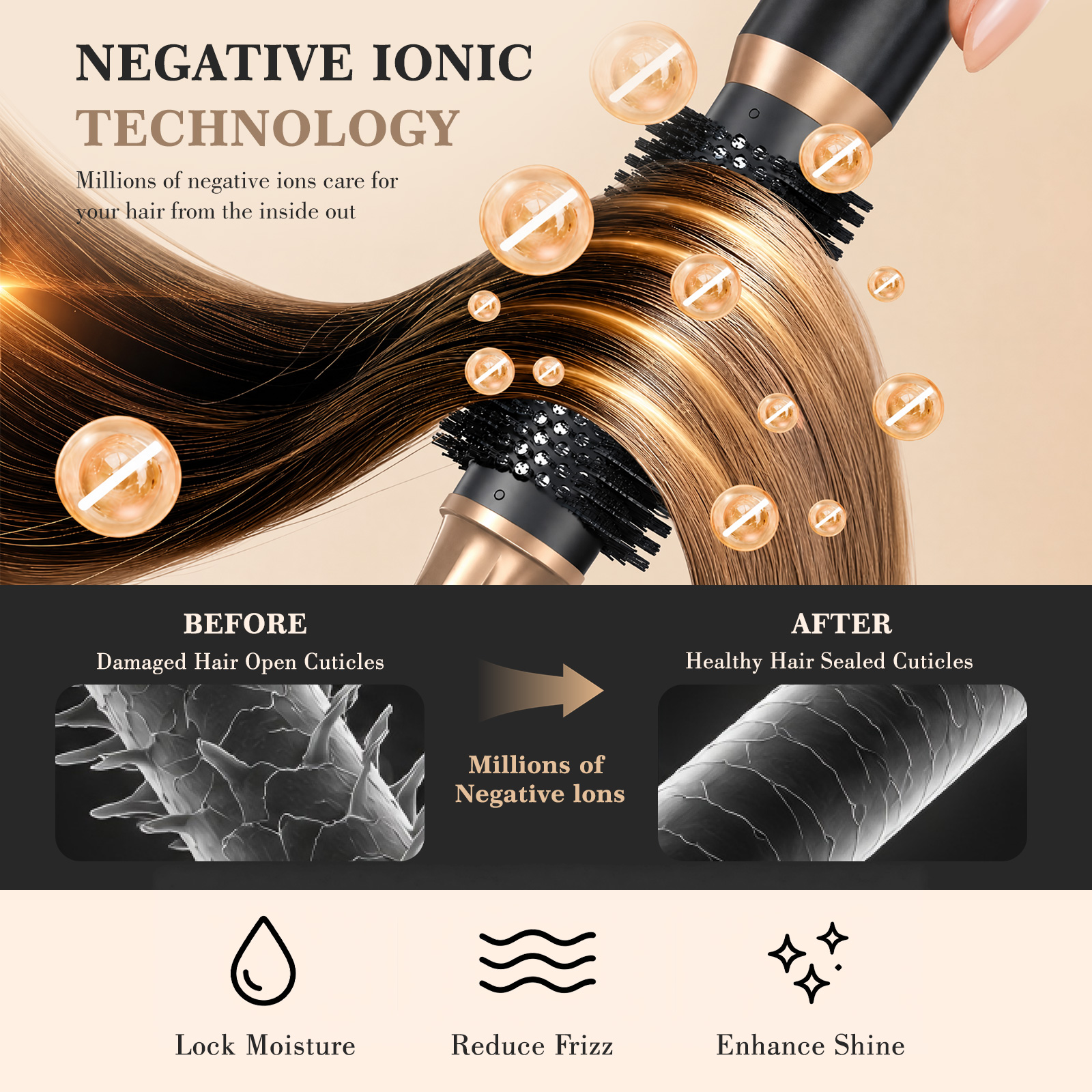Dr.Tim.Wang 5-in-1 Hair Dryer Brush Styler, Black photo 3