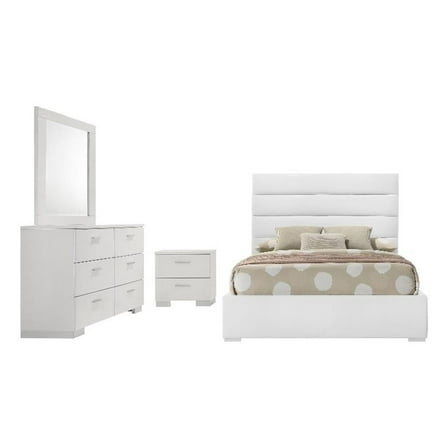 Felicity 4-piece Full Bedroom Set White High Gloss