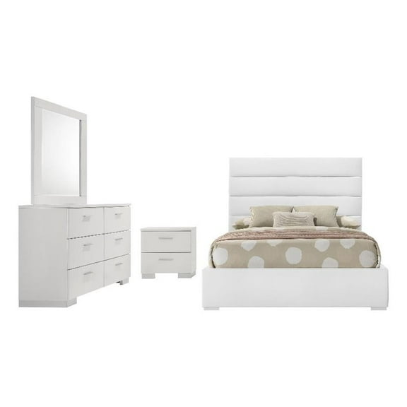 Felicity 4-piece Full Bedroom Set White High Gloss