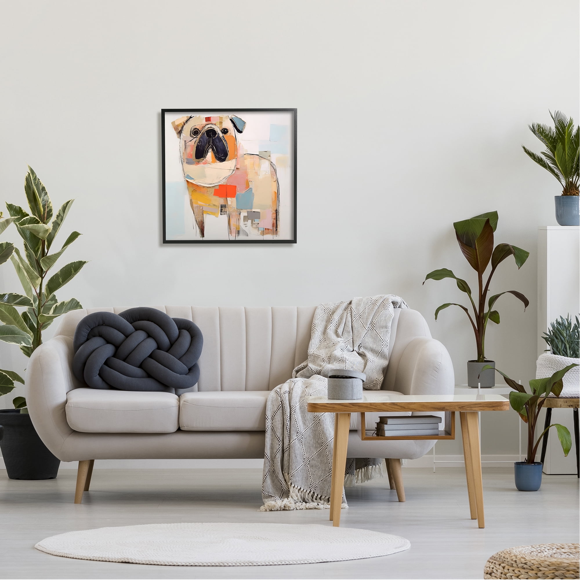 Stupell Industries Abstract Pug Collage Animals & Insects Painting Black Framed Art Print Wall Art, 24 x 24