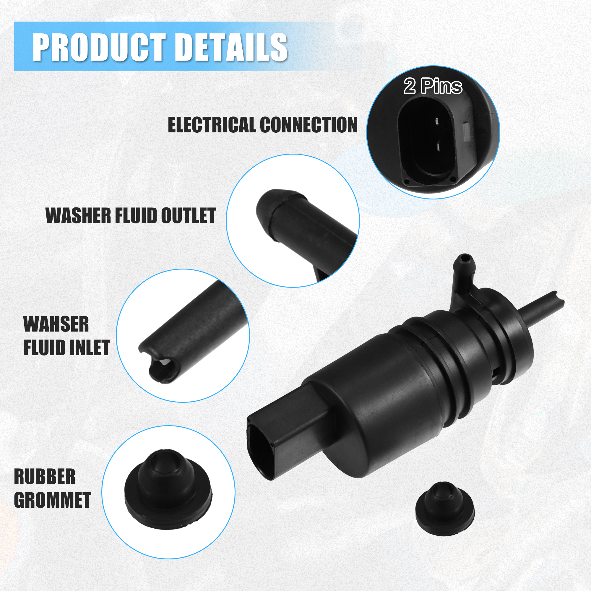 Unique Bargains Windshield Washer Motor Pump with Grommet for Honda Pilot - Pack of 1