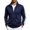 Dark Blue, variant on Men's Stand Collar Full Zip Striped Sleeve Sweatshirt Jacket, Loose Soft Side Pocket Casual Daily Outdoor Layering Coat