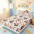thumbnail image 3 of Manfei Cartoon Autumn Bear Queen Sheets, Fall Pine Cone Leaf Queen Sheet Sets, White Tan, 4pcs, 1 Flat Sheet, 1 Fitted Sheet and 2 Pillowcases, 3 of 6