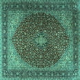 thumbnail image 1 of Ahgly Company Indoor Square Persian Turquoise Blue Traditional Area Rugs, 7' Square, 1 of 4