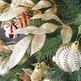 thumbnail image 4 of Zukuco 20 Pieces Champagne Glittered Artificial Leaf Spray Picks 12" Tall for Christmas Winter Wedding Wreath Tree Floral Arrangment Vase Bouquets Table Centerpieces Decoration, 4 of 7