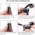 thumbnail image 5 of Luggage Padlock, 4 Digit Combination Padlock with Open Alarm, Combination Padlock with Gym Cable (1 Piece, Black), 5 of 5