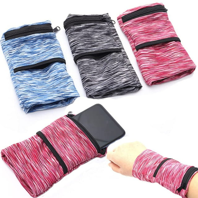 Brazalete ligero para teléfono, bolsa deportiva, brazalete para correr con soporte para teléfono, funda para teléfono, azul, blanco y rosa, 3 uds. Rojo Verde
