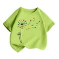 thumbnail image 3 of Curuila Kid Girls Tops Cartoon Print Crew Neck Short Sleeve Tee Summer Casual Loose T Shirt Light Green Size 2-4 Years, 3 of 5