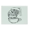 thumbnail image 1 of Owl Print Cutting Board, Baby Bird with Santa Hat Sits on a Coffee Cup Morning Vibes, Decorative Tempered Glass Cutting and Serving Board, in 3 Sizes, by Ambesonne, 1 of 2