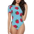 thumbnail image 2 of Fotbe Strawberries Women's Crew Neck Short Sleeves Bodysuit Tops Round Neck Slim Sleeveless Soft Comfortable Basic-XX-Large, 2 of 7