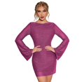 thumbnail image 2 of Women's Backless Flounce Sleeve Sparkling Mesh Mini Dress, 2 of 5