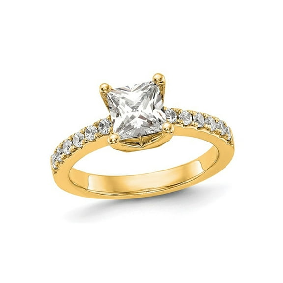 1.90 Carat (Ctw VS2, D-E-F) Certified Princess Lab-Grown Diamond Engagement Ring 14K Yellow Gold for Women