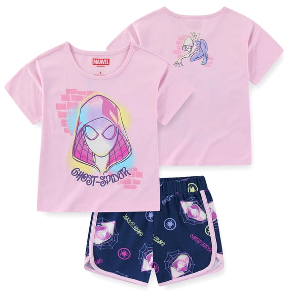 Marvel Spider-Gwen Ghost Spider Short Sleeve T-Shirt and Shorts Set (Girls), 2 Piece Set, Sizes 4-10