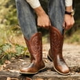 thumbnail image 2 of Men's Western Slip On Work-Casual Boots High Heel Embroidered Mid-Calf Boots Country Boot, 2 of 6